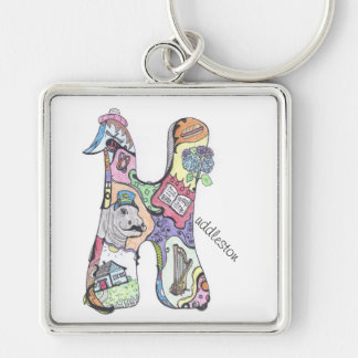 large square key chain:  "H"uddleston Keychain