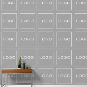 Large Square Logo Photo on Grey Simple Pattern Wallpaper