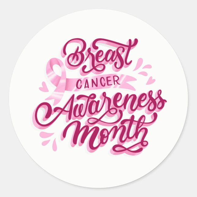 Large Stickers-Pink Ribbon Classic Round Sticker (Front)