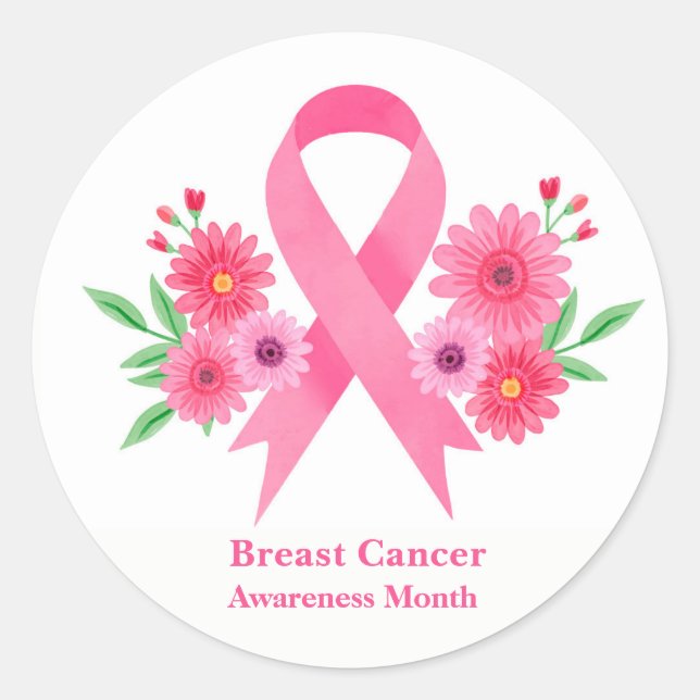 Large Stickers-Pink Ribbon Classic Round Sticker (Front)