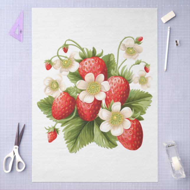 Large Strawberry Bouquet Decoupage Tissue Paper (Craft)