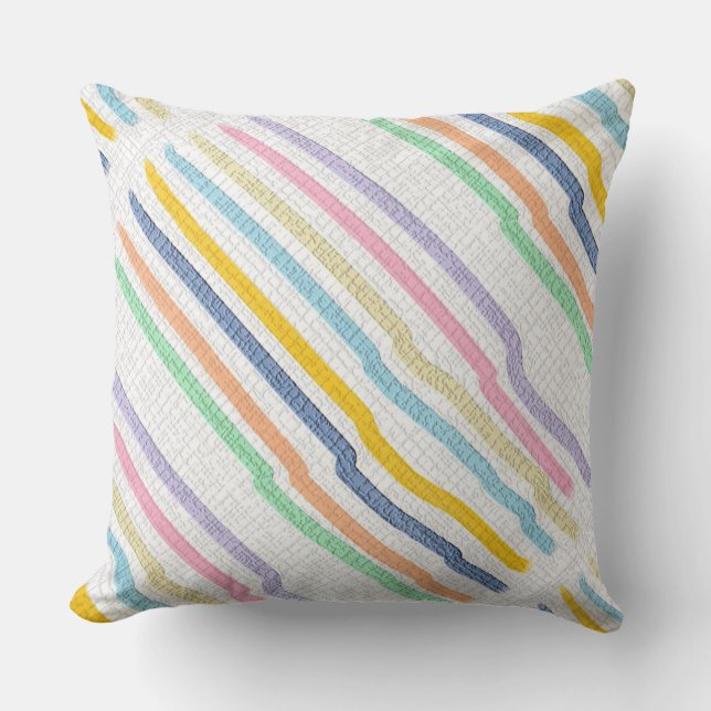 Large Stripes Pastel Throw Pillow (Front)