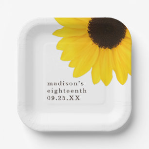 Large Sunflower 18th Birthday Party Paper Plate