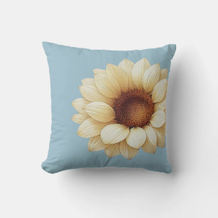Large Sunflower Sage Green Throw Pillow