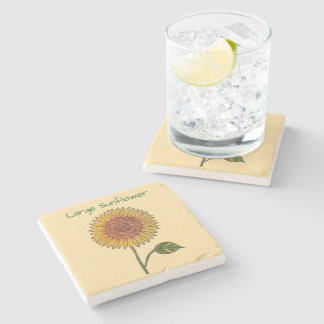 Large Sunflower Tan and Brown Stone Coaster