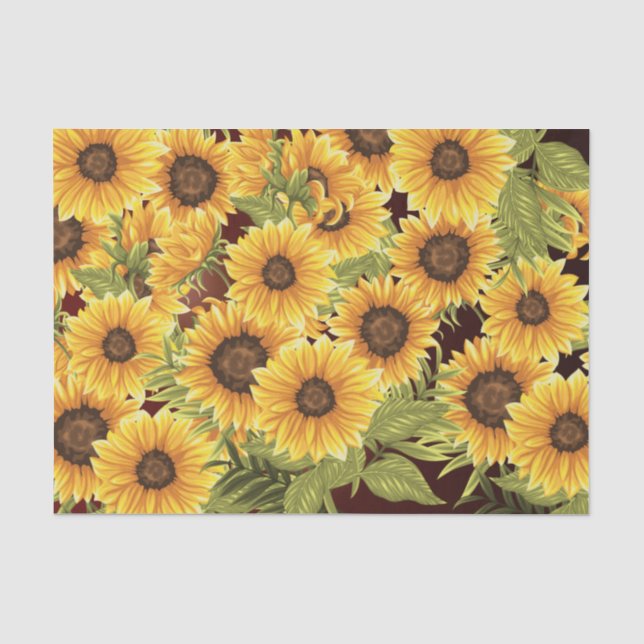 Large Sunflowers Painted Rustic Vintage Decoupage Tissue Paper (Front)