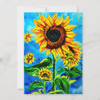 Large Sunflowers Watercolor nature painting  