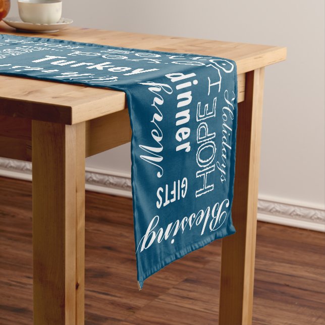 Large Table Runner - Christmas in Blue (In Situ)