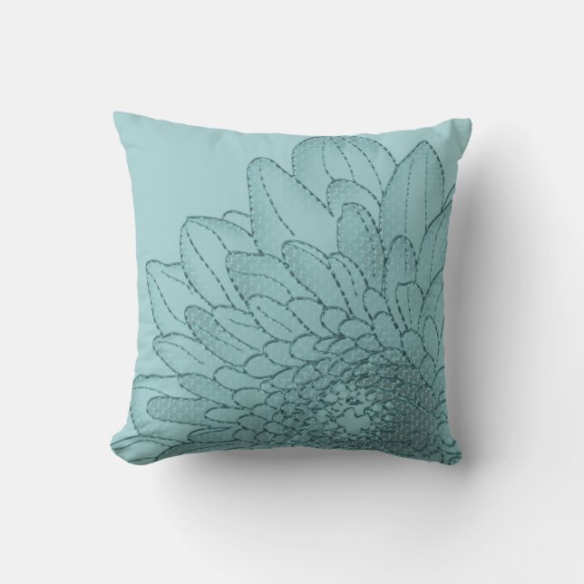 Large Teal Graphic Sunflower | Throw Pillow (Front)