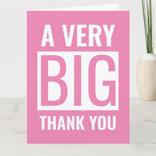 Large Text A Very Big Thank You Pink And White Card (Front)