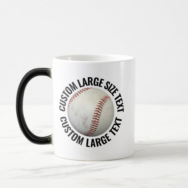 Large Text & Baseball 11oz Custom Heat Changing Magic Mug (Left)