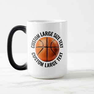 Large Text & Basketball 15oz Custom Heat Changing Magic Mug