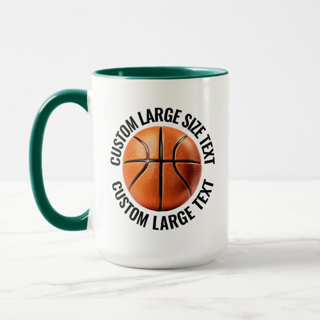 Large Text HUN. GREEN Combo 15oz Custom Basketball Mug (Left)