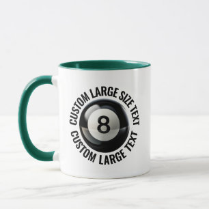 Large Text HUNTER GREEN Combo 11oz Custom 8 Ball Mug