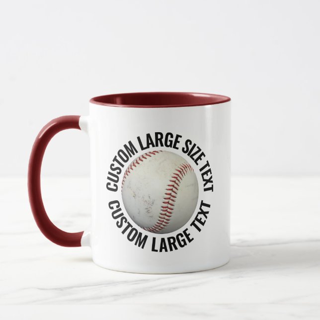 Large Text MAROON Combo 11oz Custom Baseball Mug (Left)