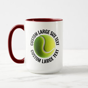 Large Text MAROON Combo 15oz Custom Tennis Mug