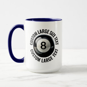 Large Text NAVY BLUE Combo 15oz Custom 8 Ball Mug