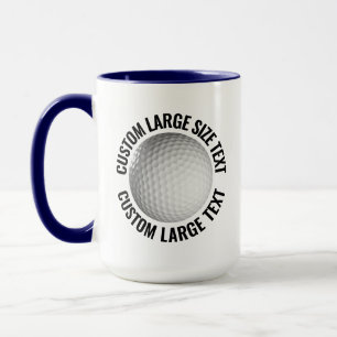 Large Text NAVY BLUE Combo 15oz Custom Golf Mug