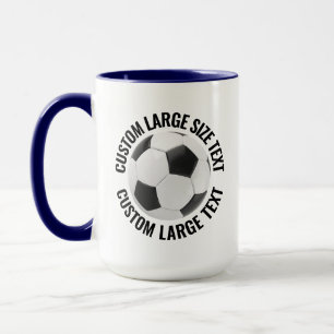 Large Text NAVY BLUE Combo 15oz Custom Soccer Mug