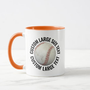 Large Text ORANGE Combo 11oz Custom Baseball Mug