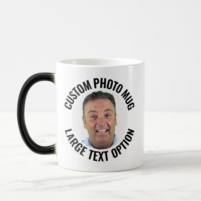 Large Text Personalized Photo Heat Changing Mug (Left)