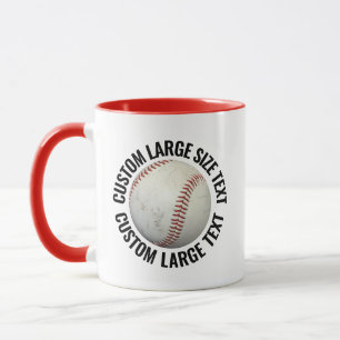 Large Text RED Combo 11oz Custom Baseball Mug
