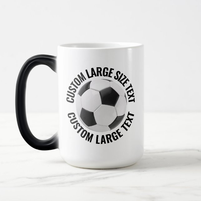 Large Text & Soccer Ball 15oz Custom Heat Changing Magic Mug (Left)