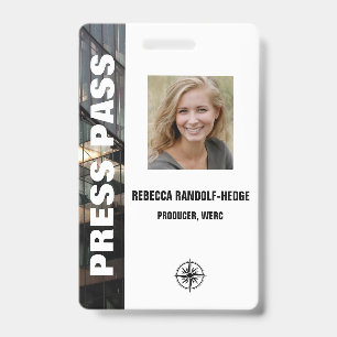 Large Text SPECIAL EVENT PRESS PASS and Photo I.D. Badge