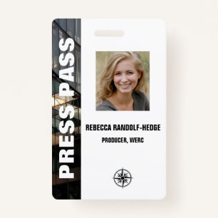 Large Text SPECIAL EVENT PRESS PASS and Photo I.D. Badge