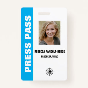 Large Text SPECIAL EVENT PRESS PASS and Photo I.D. Badge