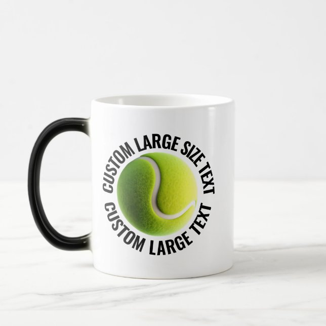 Large Text & Tennis Ball 11oz Custom Heat Changing Magic Mug (Left)