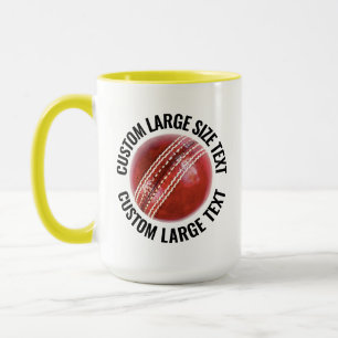 Large Text YELLOW Combo 15oz Custom Cricket Mug