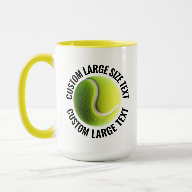 Large Text YELLOW Combo 15oz Custom Tennis Mug (Left)
