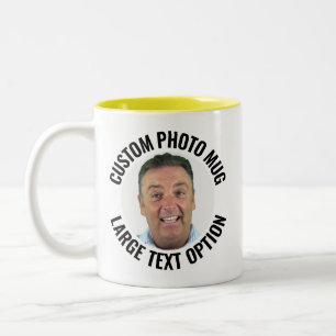 Large Text YELLOW Two-Tone Personalized Photo Mug