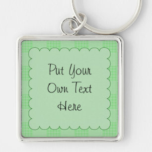 Large Textured Green Patchwork Pattern Keychain