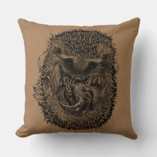Large throw cushion with sleeping hedgehog