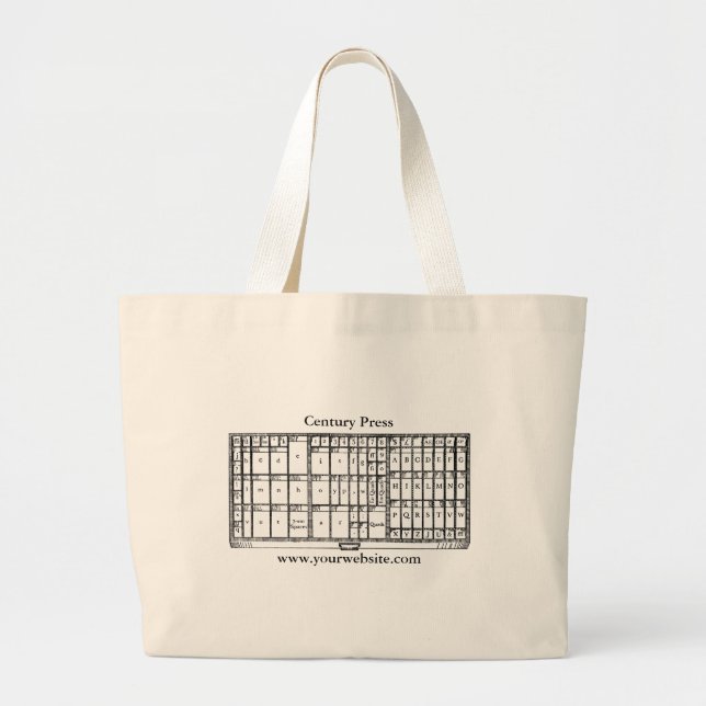 Large tote bag with letterpress theme (Front)