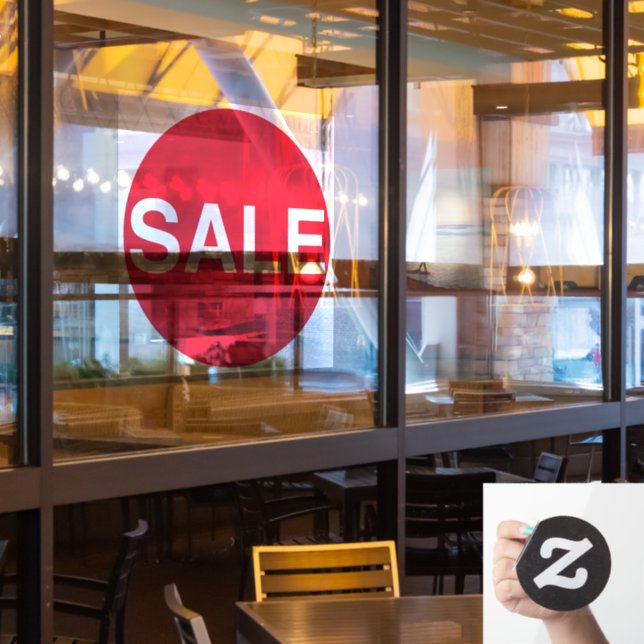 Large Transparent Red Window Sale Sign Vinyl Cling (Restaurant Window)