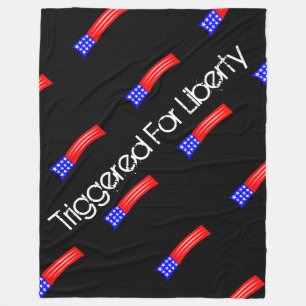 Large Triggered For Liberty blanket- black Fleece Blanket