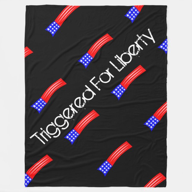 Large Triggered For Liberty blanket- black Fleece Blanket (Front)