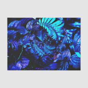 Large Tropical Blue Palm Leaves Hibiscus Decoupage Tissue Paper