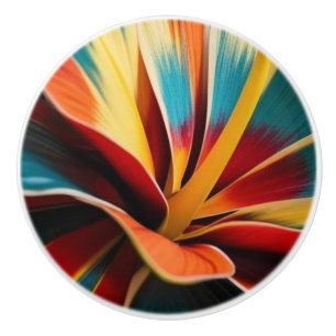 Large Tropical Flower Ceramic Knob