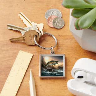 Large Trout in Rapids Keychain