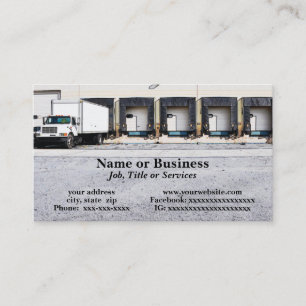 large truck by unloading docks business card
