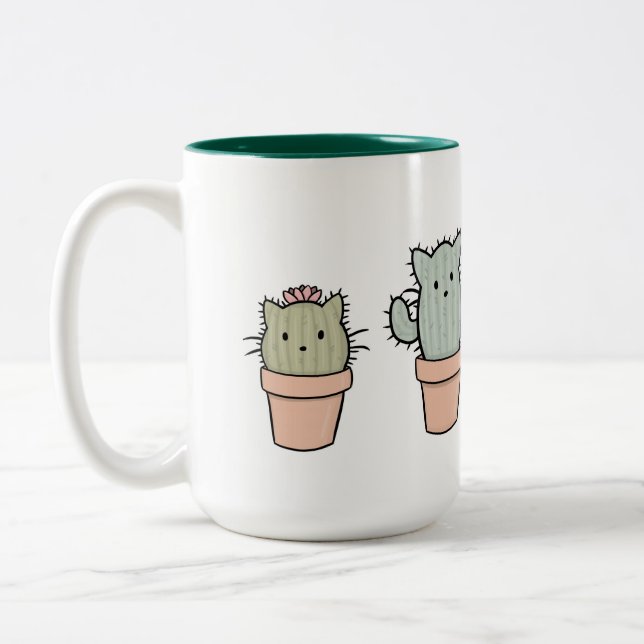 Large Two-tone Catcus Family Mug (Left)