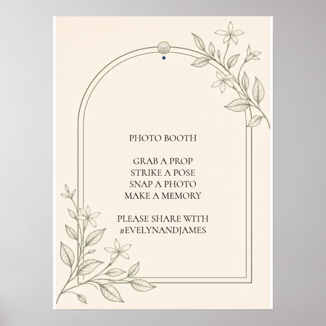 Large Type Olive Botanical Photo Booth Sign (Front)