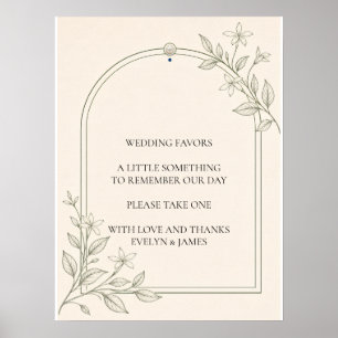 Large Type Olive Botanical Wedding Favours Sign