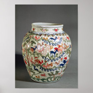 Large vase decorated with five colours poster