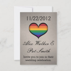Large Vector Heart in LGBTQ Rainbow Pride Flag  Invitation