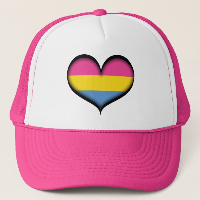 Large Vector Heart in Pansexual Pride Flag Colours Trucker Hat (Front)